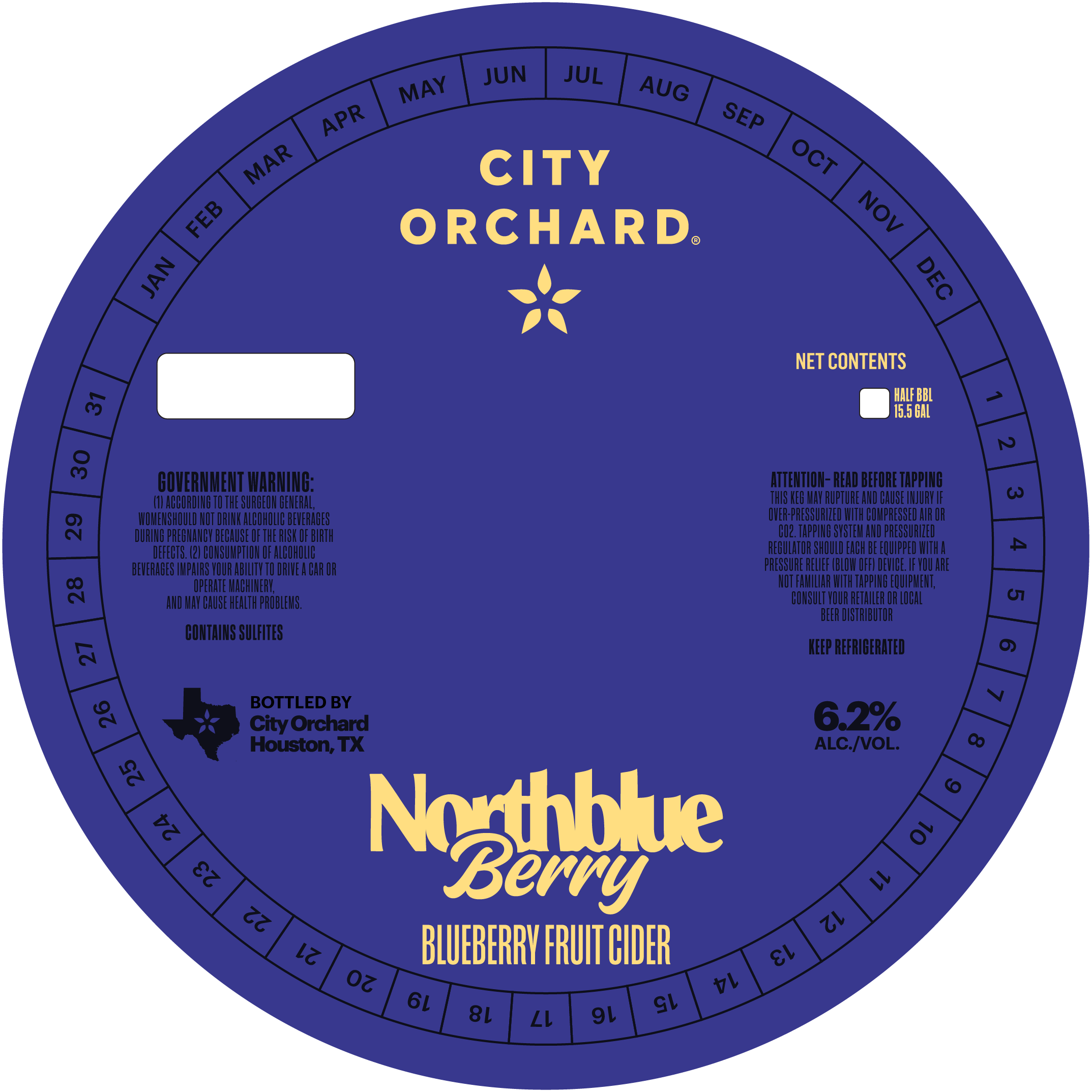 TABC label artwork for City Orchard Northblue Berry (Keg)