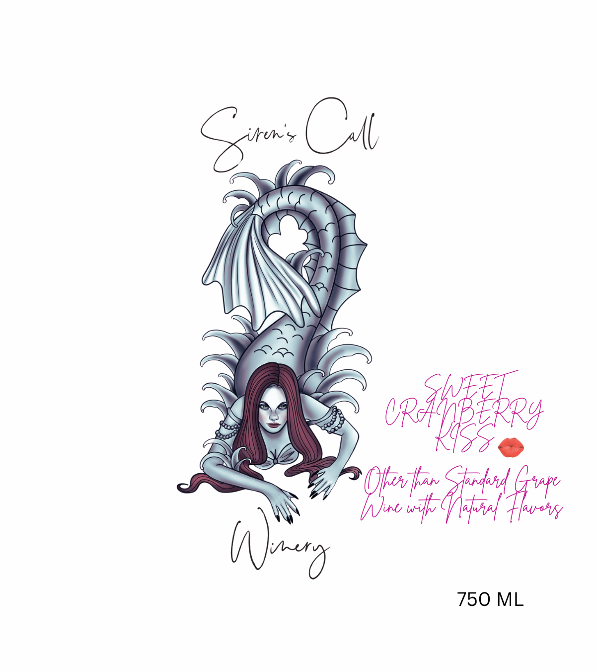 TABC label artwork for Siren's Call Winery Sweet Cranberry Kiss