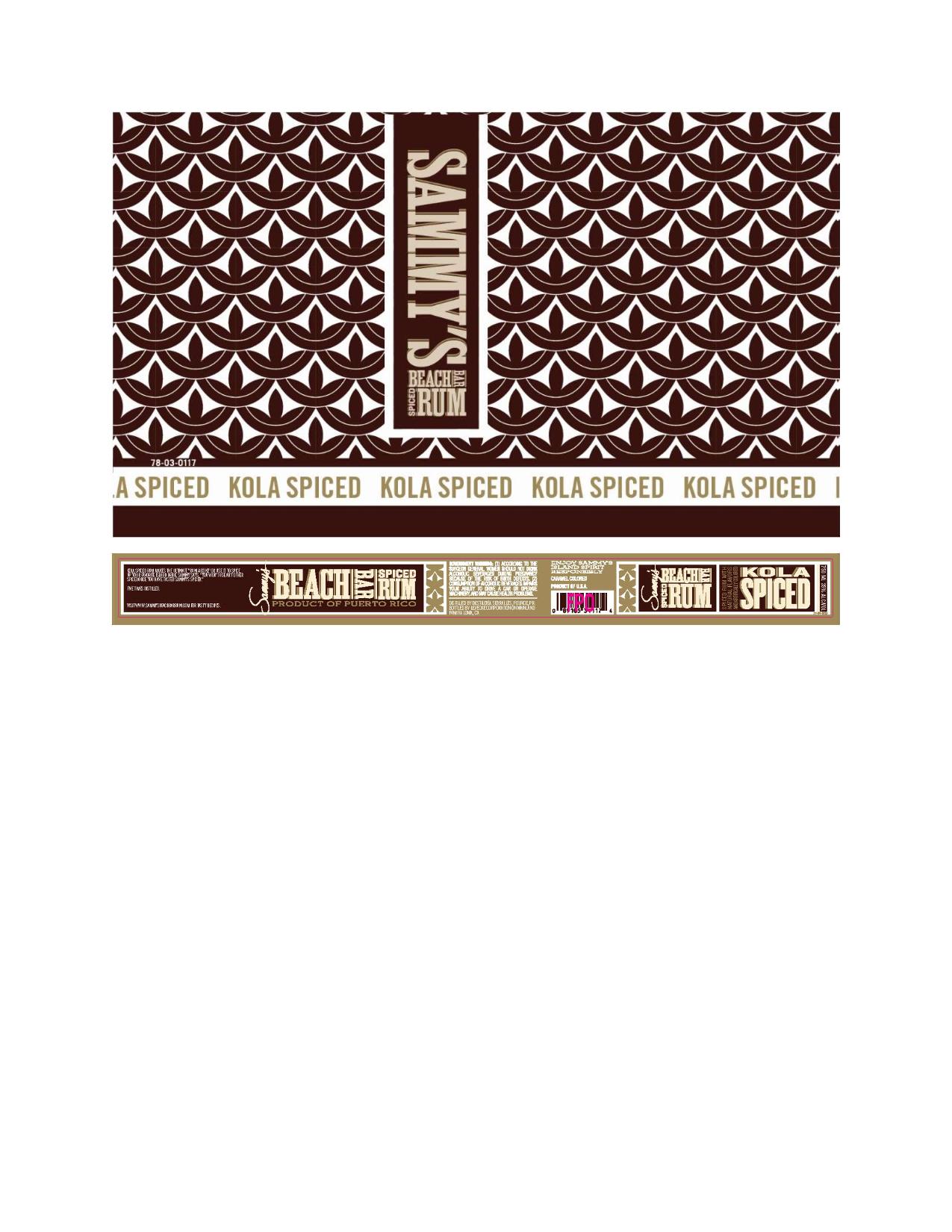 TABC label artwork for Sammy's Beach Bar Rum Kola Spiced
