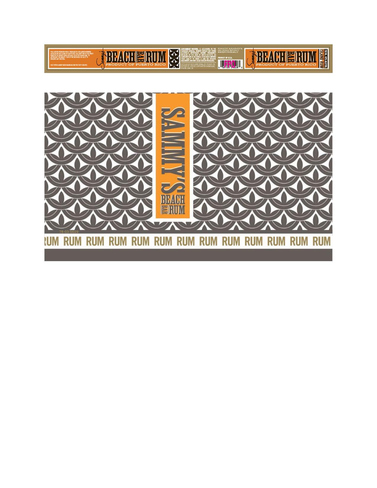 TABC label artwork for Sammy's Beach Bar Rum Platinum