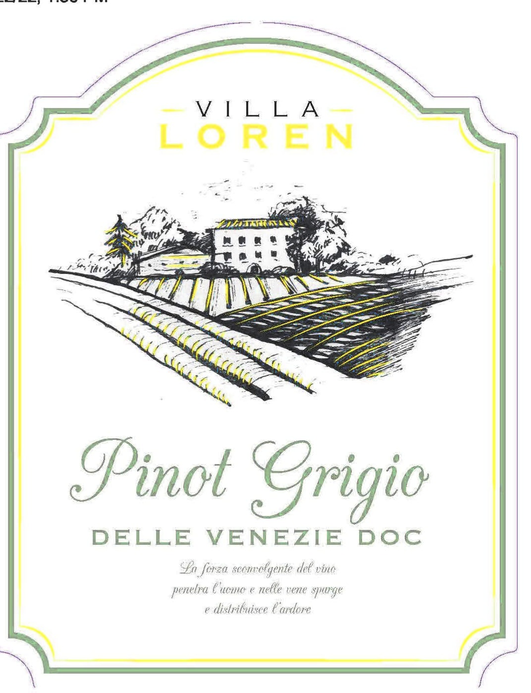 TABC label artwork for VILLA LOREN PINOT GRIGIO