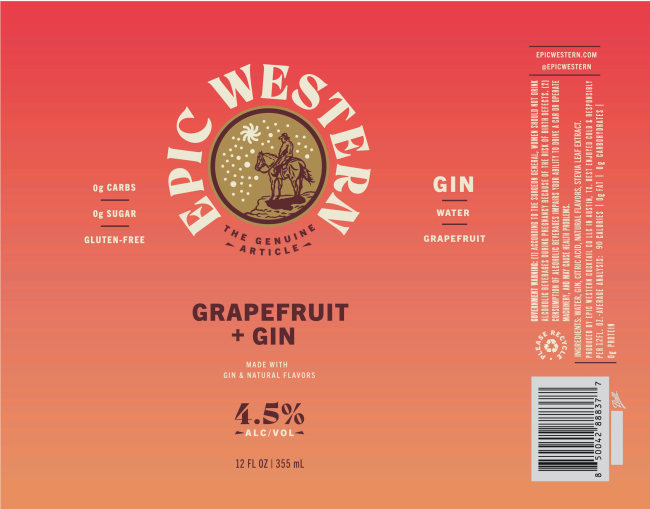 TABC label artwork for Epic Western Grapefruit + Gin