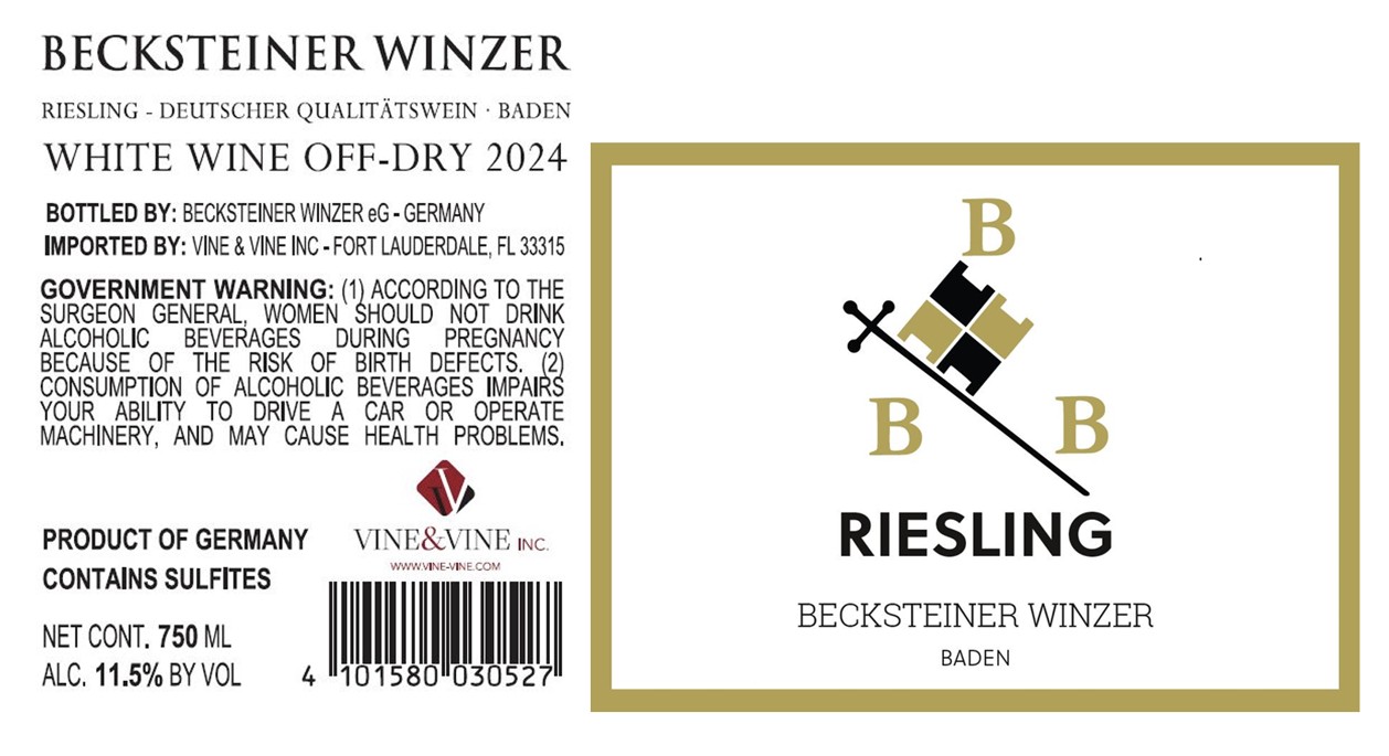 TABC label artwork for BECKSTEINER WINZER RIESLING
