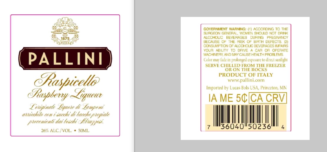 TABC label artwork for Pallini Raspicello
