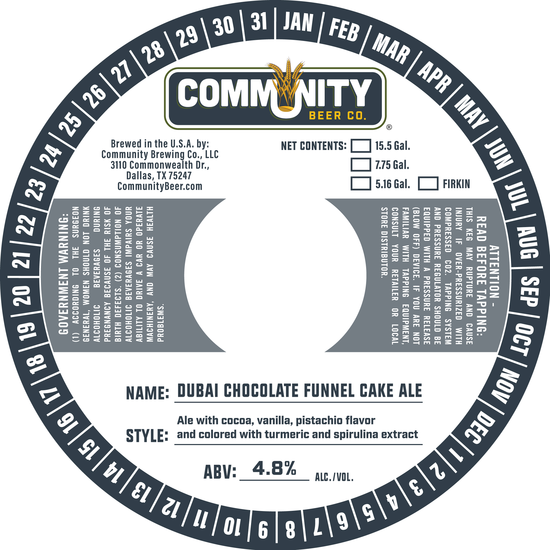 TABC label artwork for DUBAI CHOCOLATE FUNNEL CAKE ALE