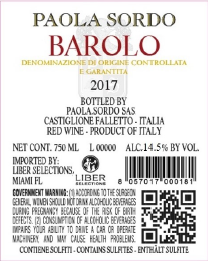 TABC label artwork for Paola Sordo Barolo Red