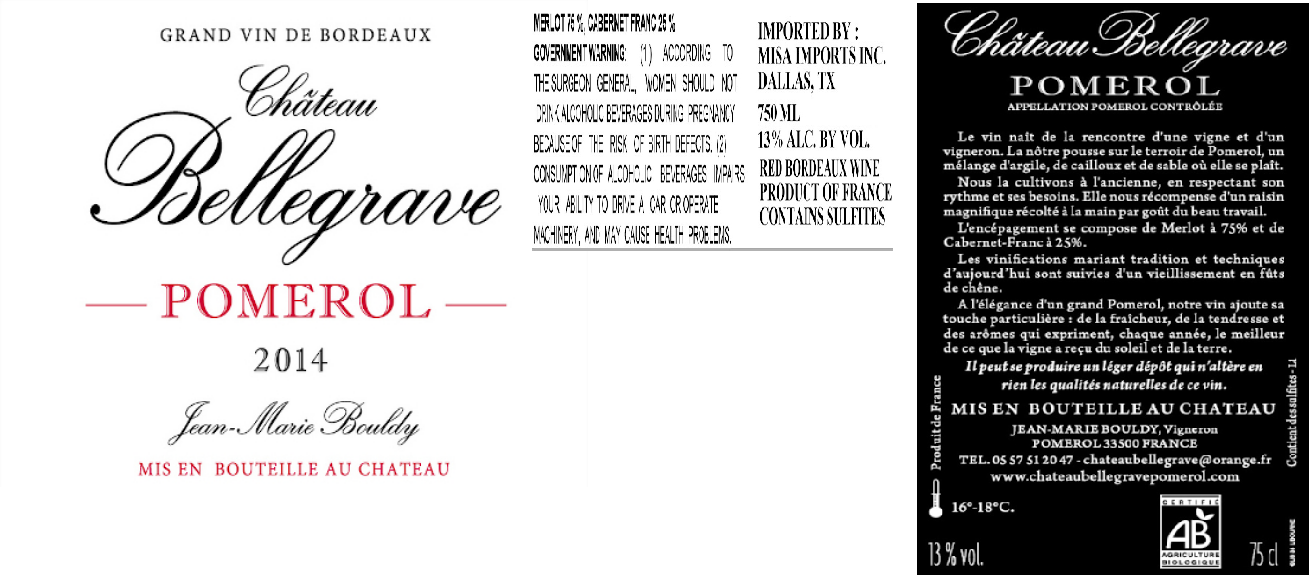 TABC label artwork for CHATEAU BELLEGRAVE POMEROL