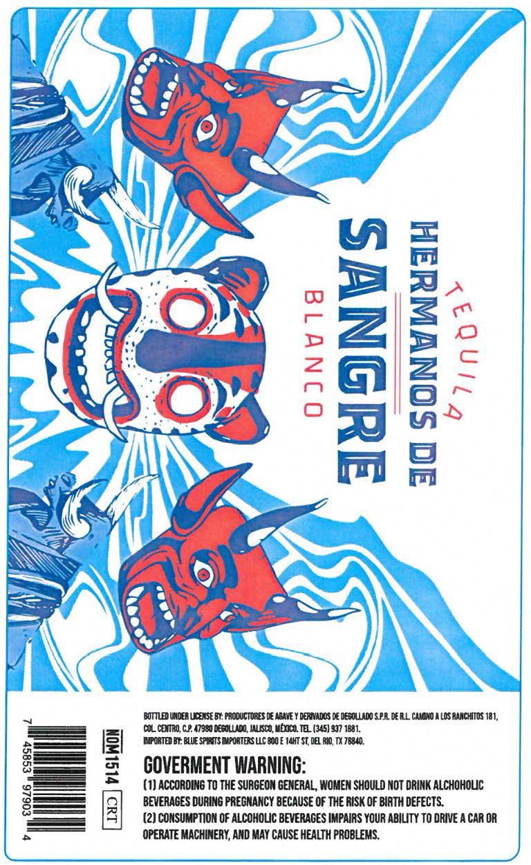 TABC label artwork for Tequila Hermanos de Sangre Blanco