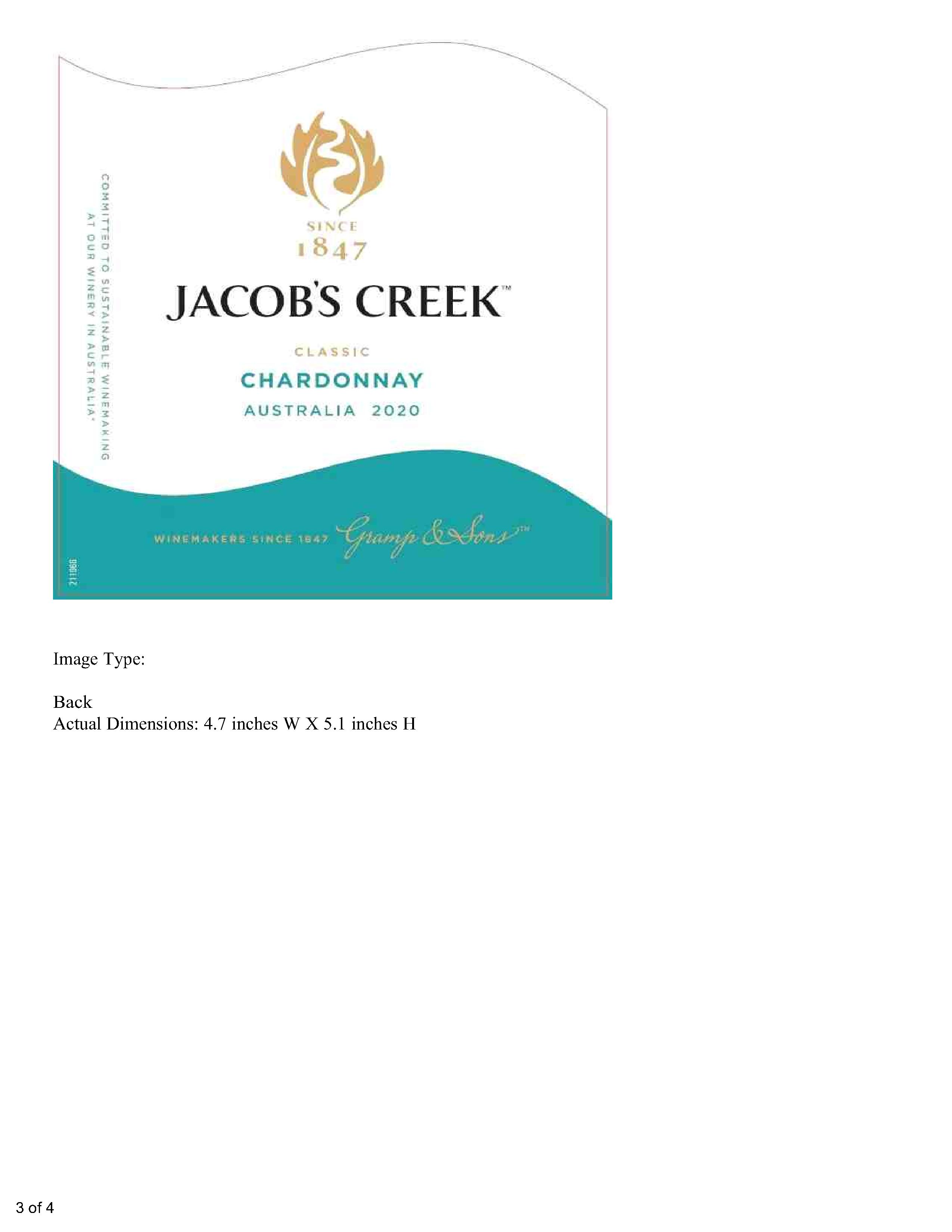 TABC label artwork for Jacob's Creek Classic Chardonnay Australia