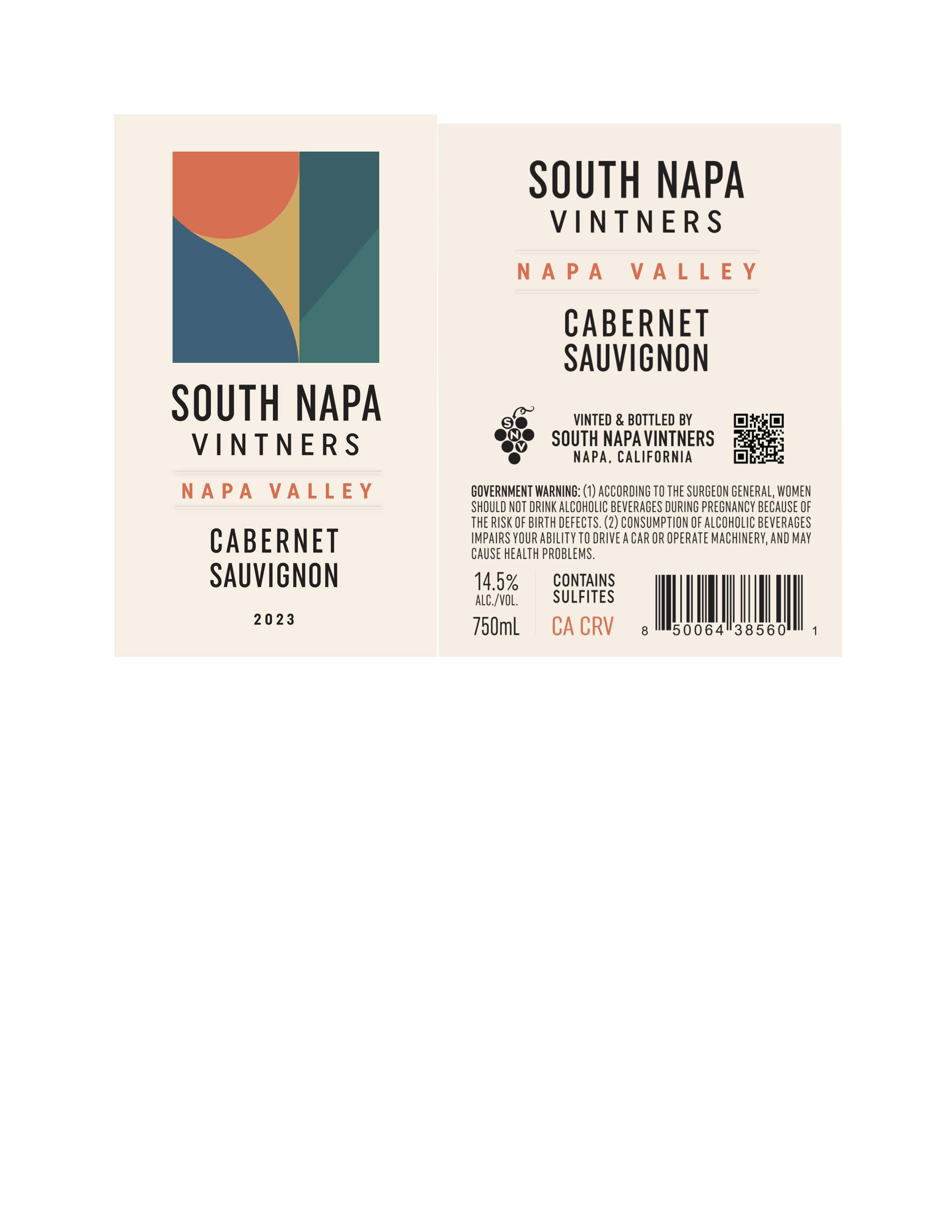 TABC label artwork for South Napa Vintners Cabernet Sauvignon Napa Valley