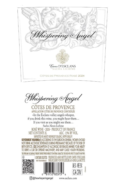 TABC label artwork for Whispering Angel 3L 2024