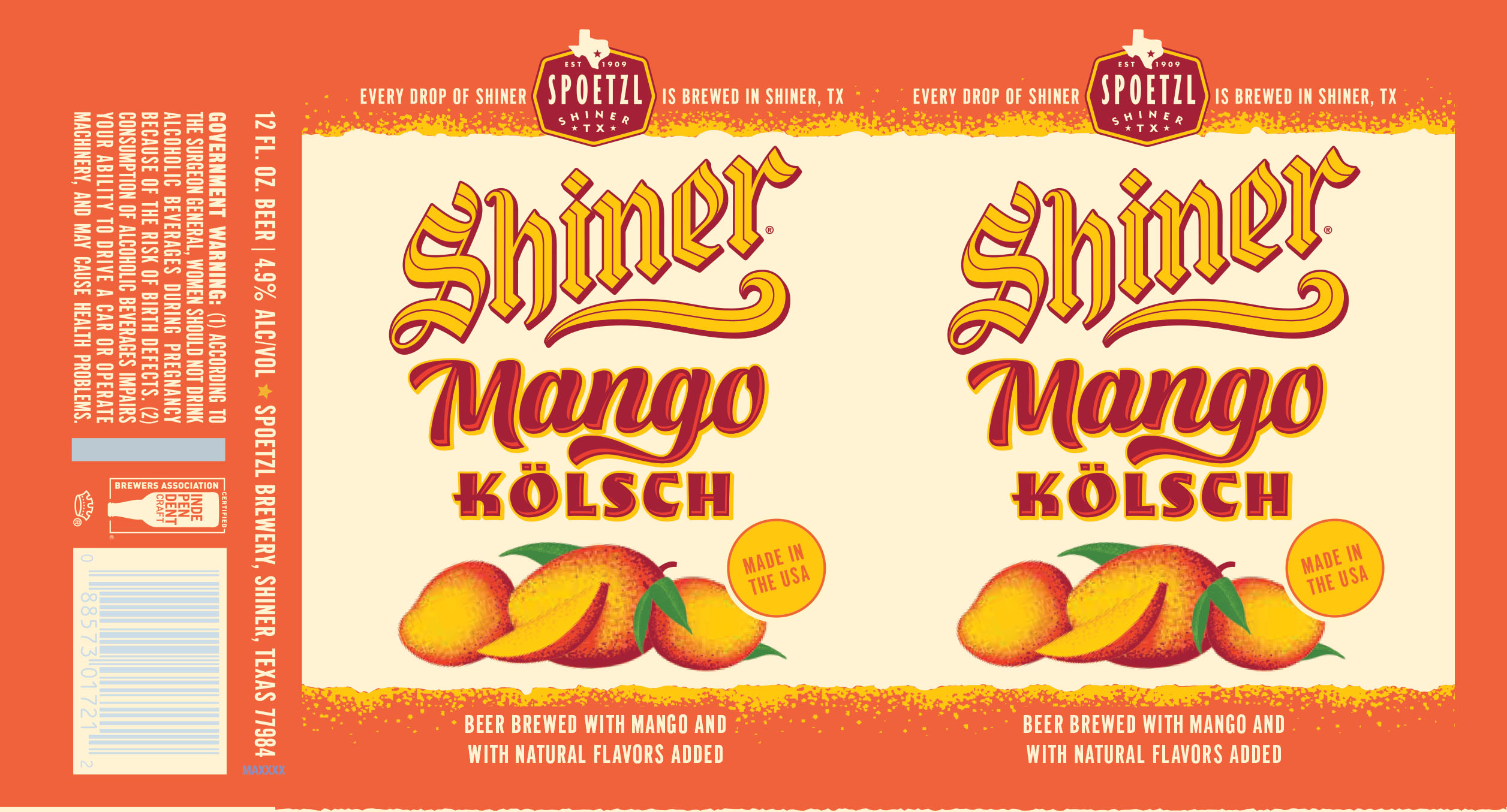 TABC label artwork for Shiner Mango Kolsch