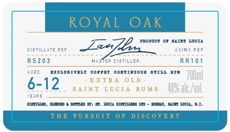 TABC label artwork for Admiral's Rum Royal Oak Aged 6-12 Years Saint Lucia Rum