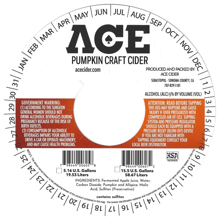 TABC label artwork for ACE PUMPKIN CRAFT CIDER