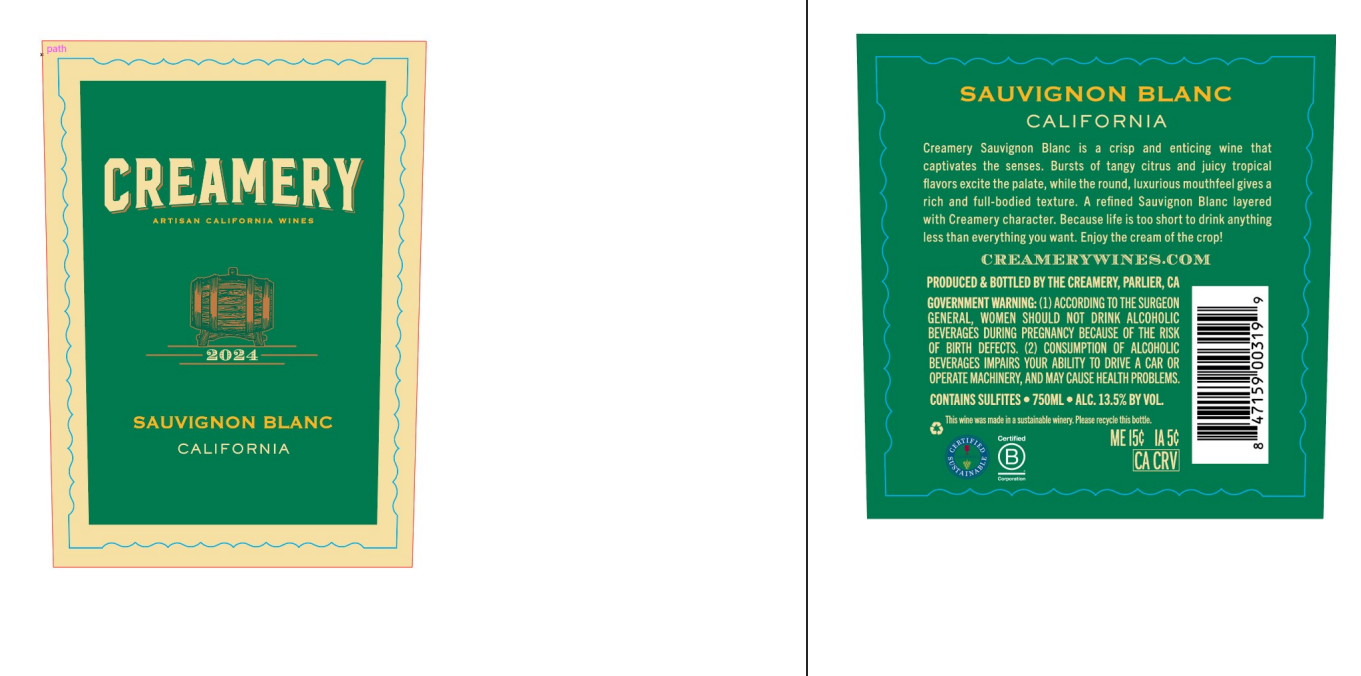 TABC label artwork for CREAMERY SAUVIGNON BLANC CALIFORNIA
