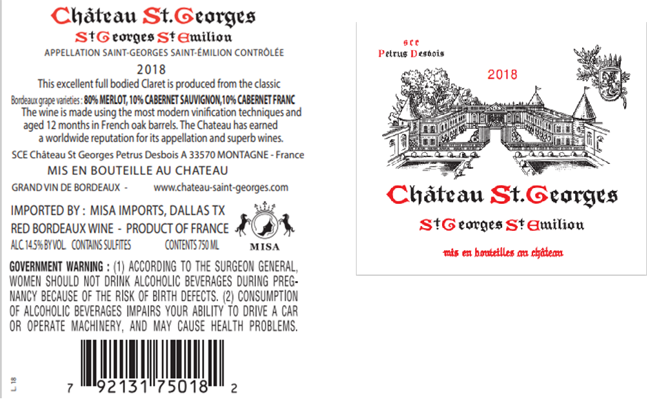 TABC label artwork for CHATEAU ST. GEORGES ST. EMILION