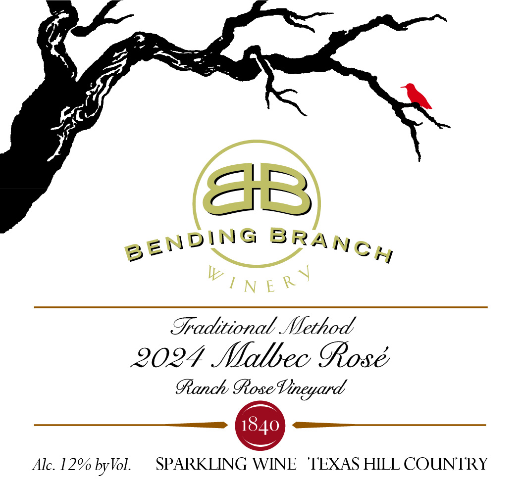 TABC label artwork for BBW Malbec Rose, Ranch Rose Vineyards, Sparkling
