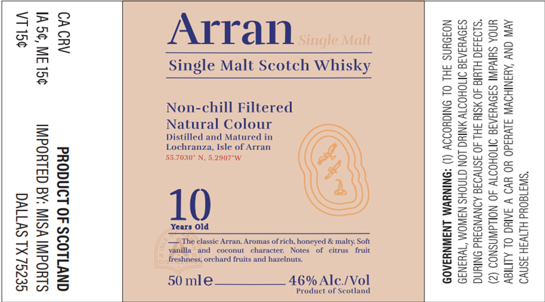 TABC label artwork for ARRAN 10 YEARS OLD