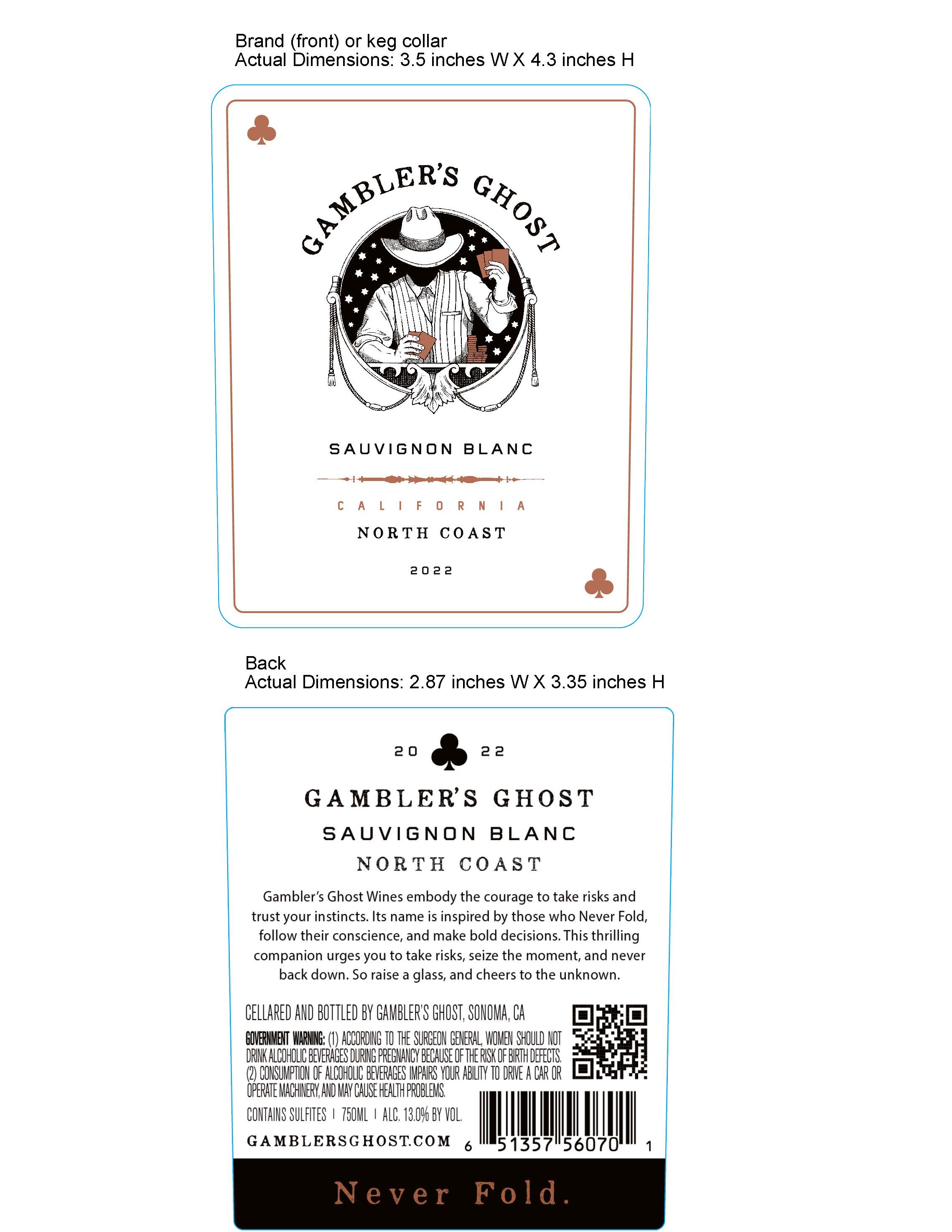 TABC label artwork for Gambler's Ghost North Coast Sauvignon Blanc