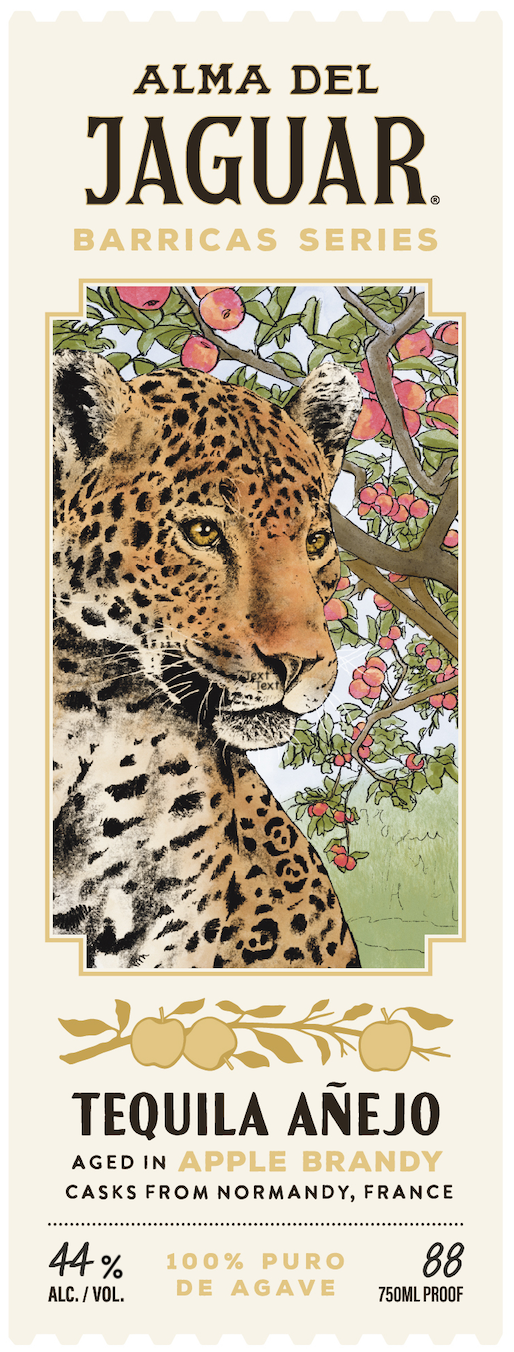 TABC label artwork for Alma del Jaguar Barricas Apple Brandy Cask