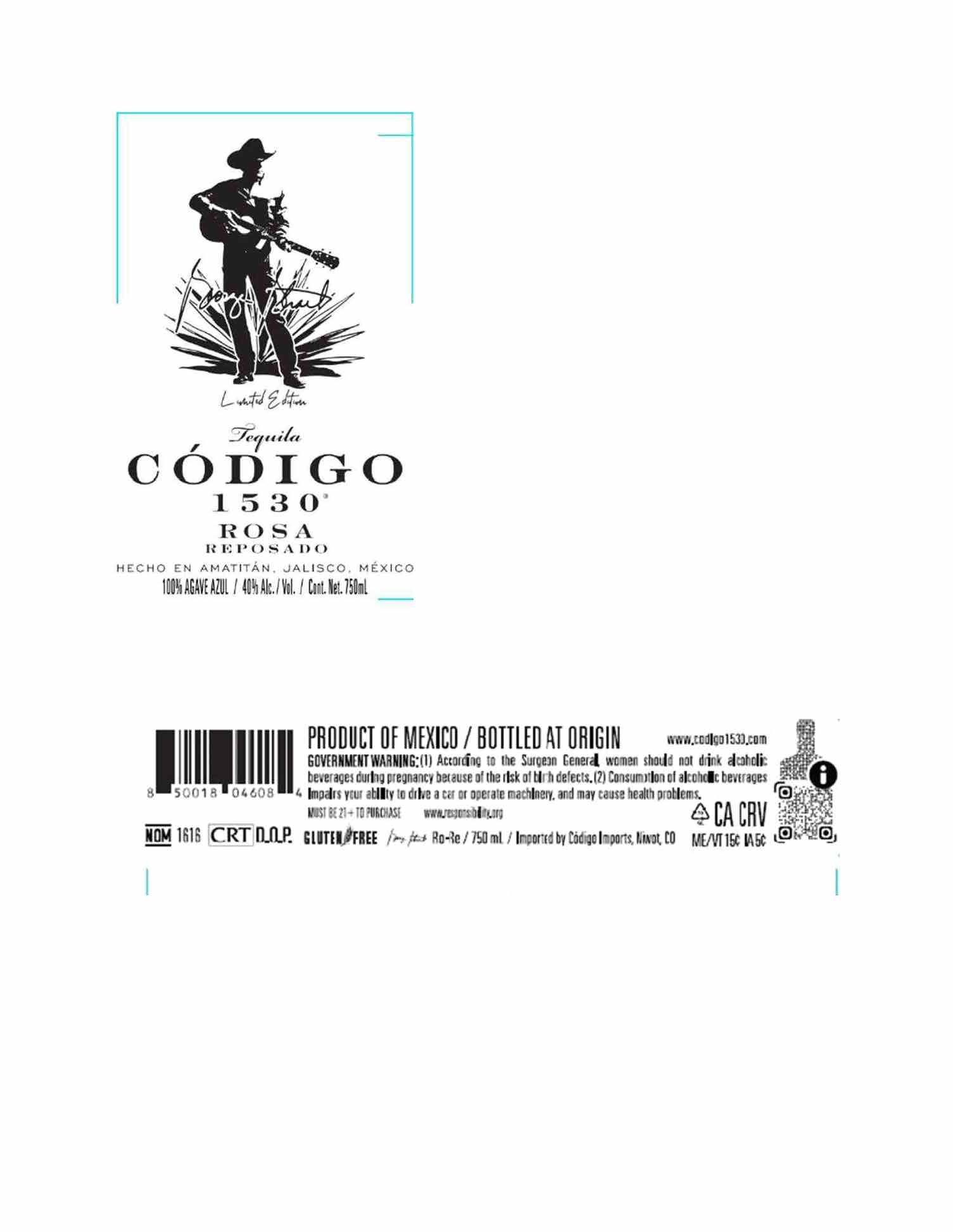 TABC label artwork for Codigo GS Rosa Reposado