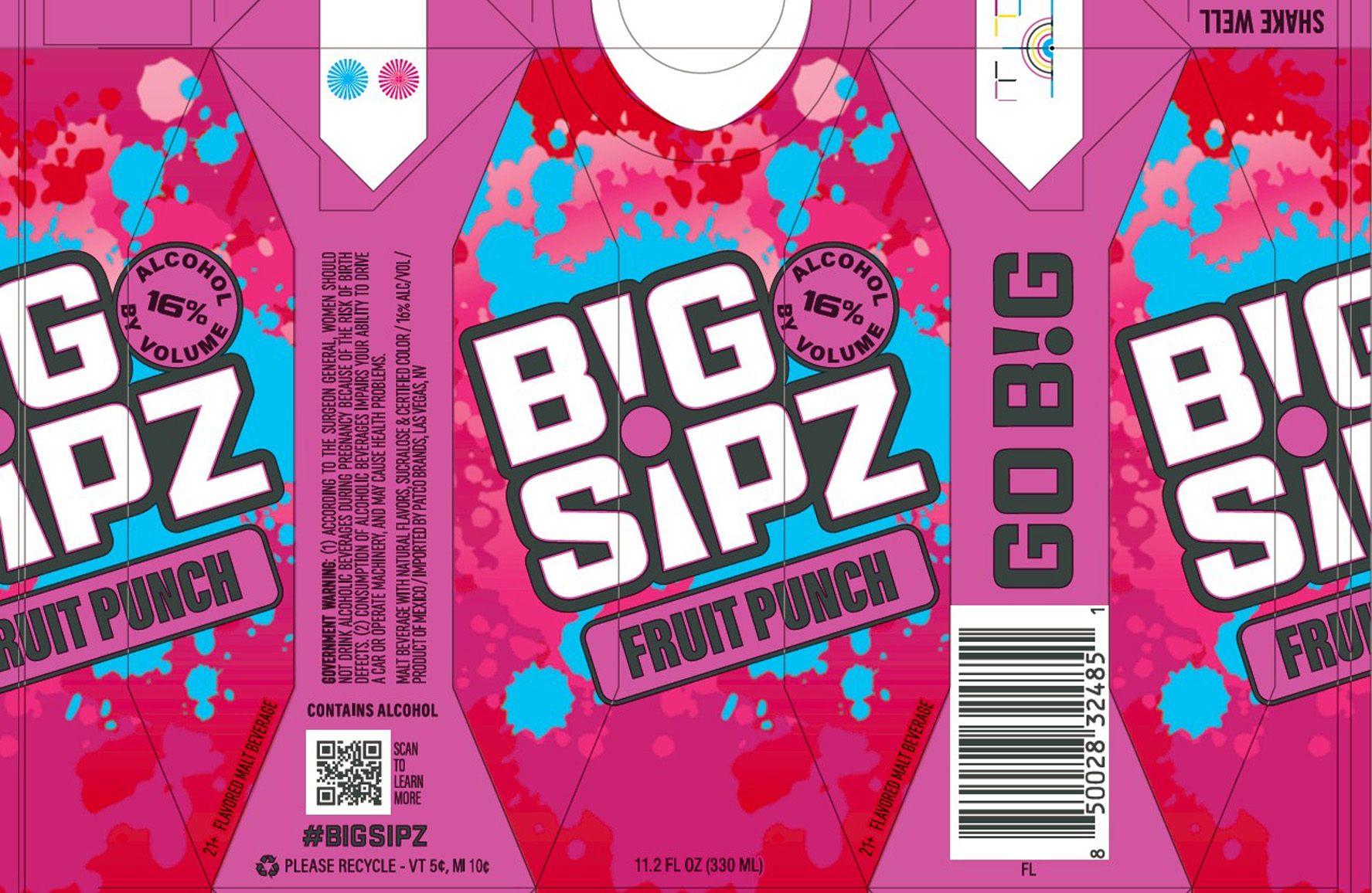 TABC label artwork for Big Sipz Fruit Punch