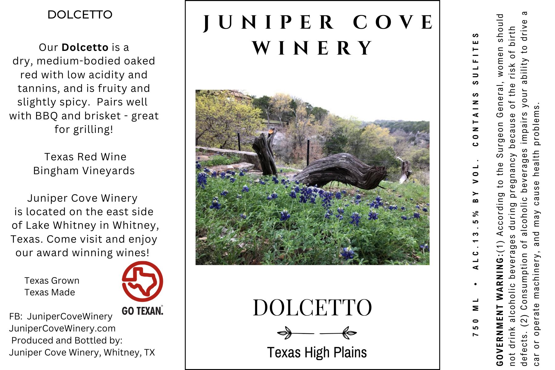 TABC label artwork for Dolcetto