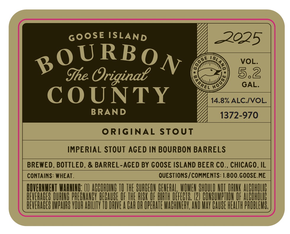 TABC label artwork for GOOSE ISLAND 2025 BOURBON COUNTY BRAND STOUT 5.16 GAL. KEG