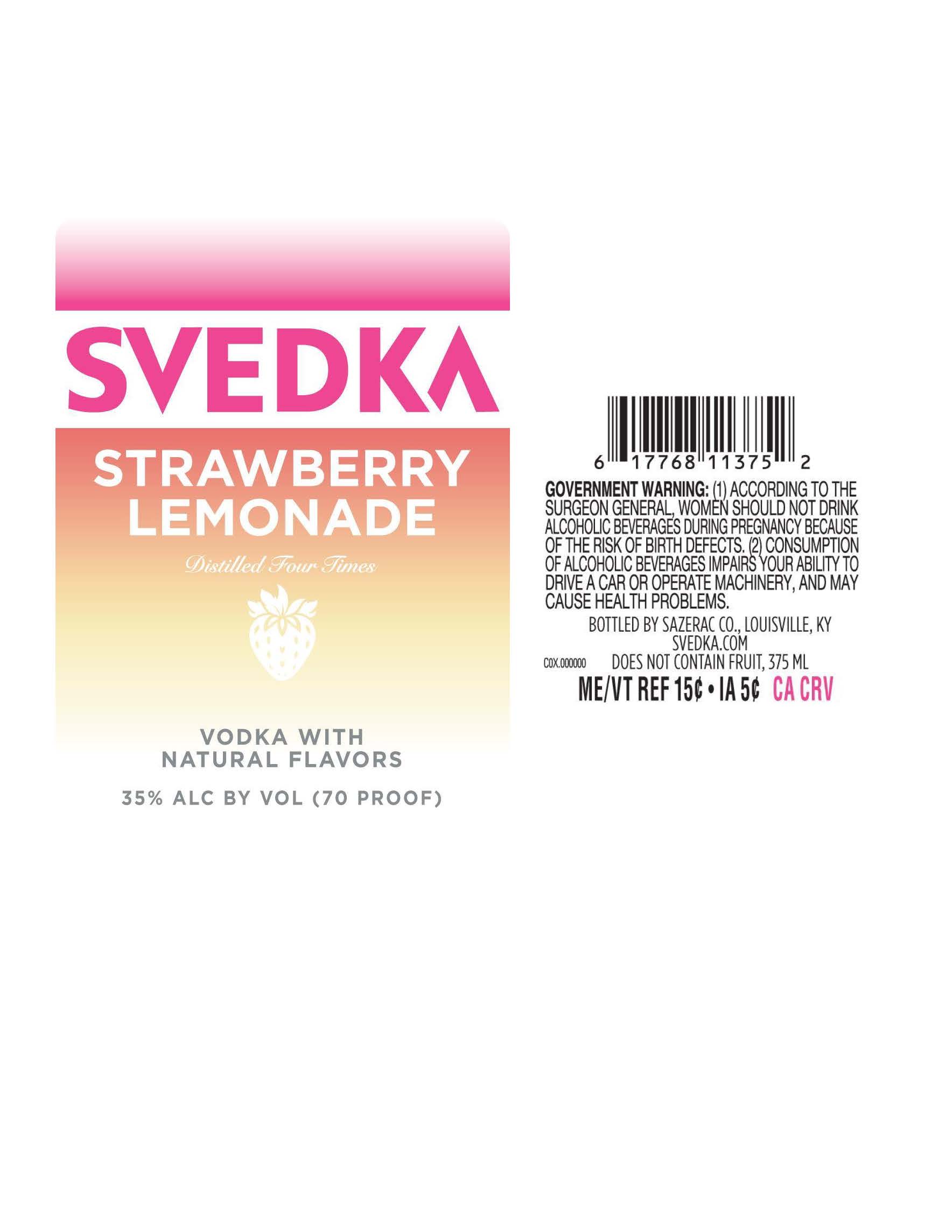 TABC label artwork for Svedka Strawberry Lemonade