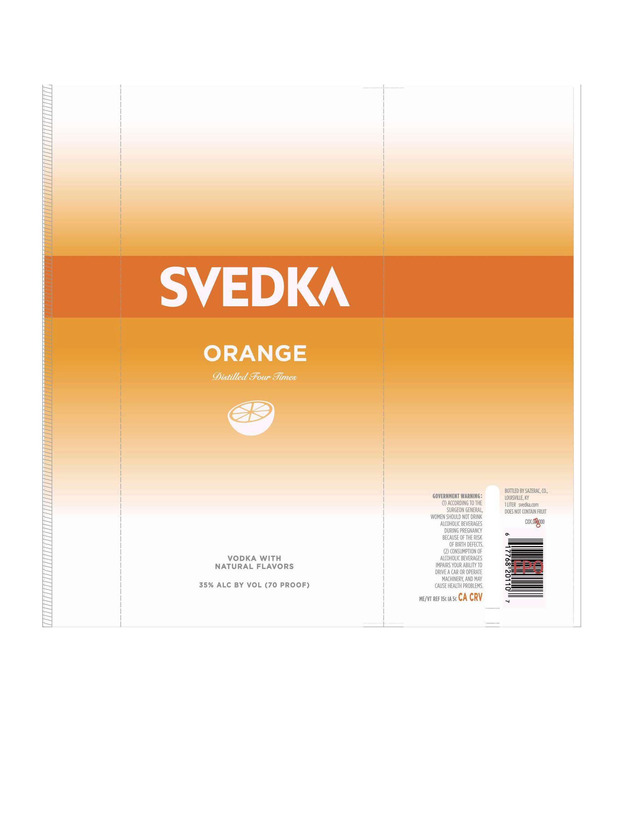 TABC label artwork for Svedka Orange 1L