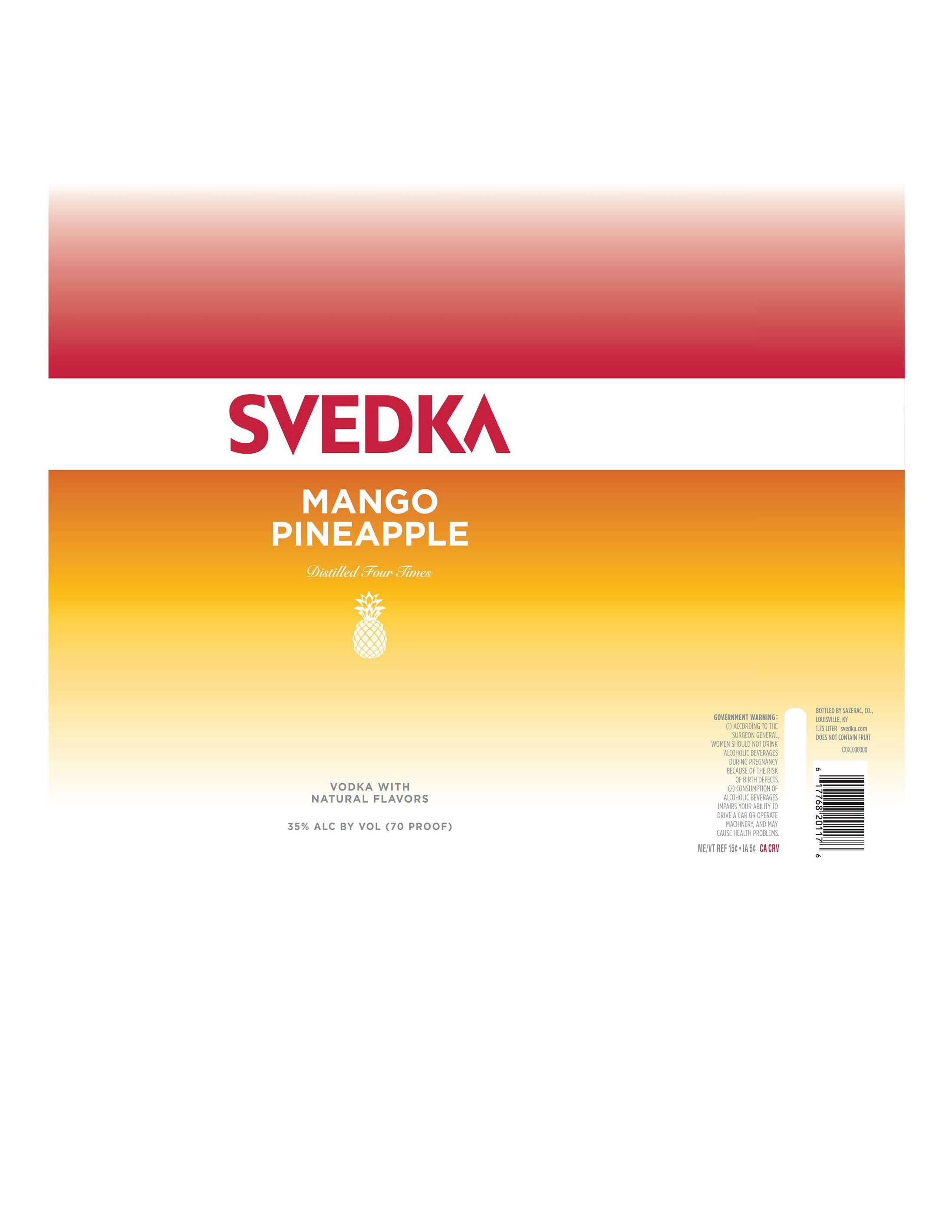 TABC label artwork for Svedka Mango Pineapple 1.75L