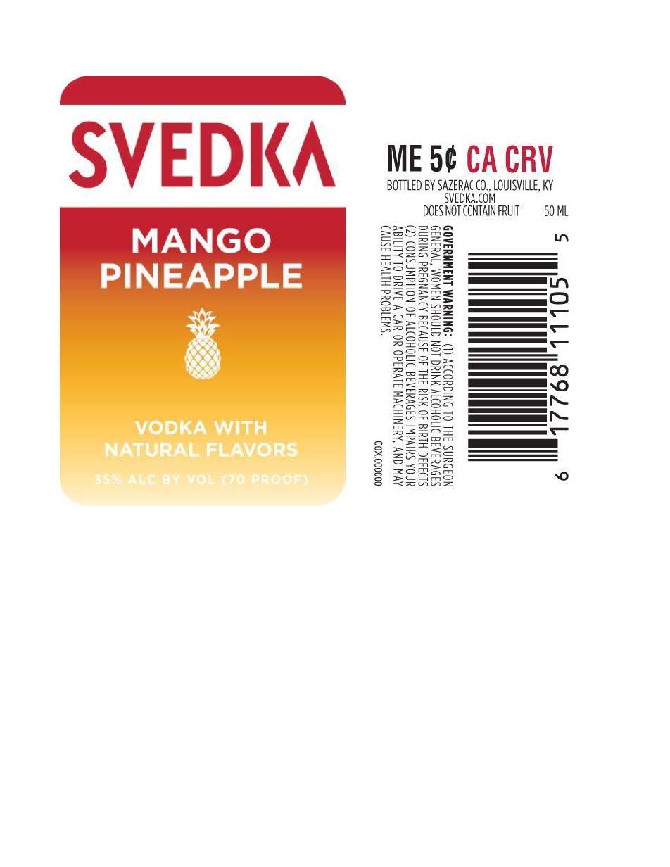 TABC label artwork for Svedka Mango Pineapple 50ml