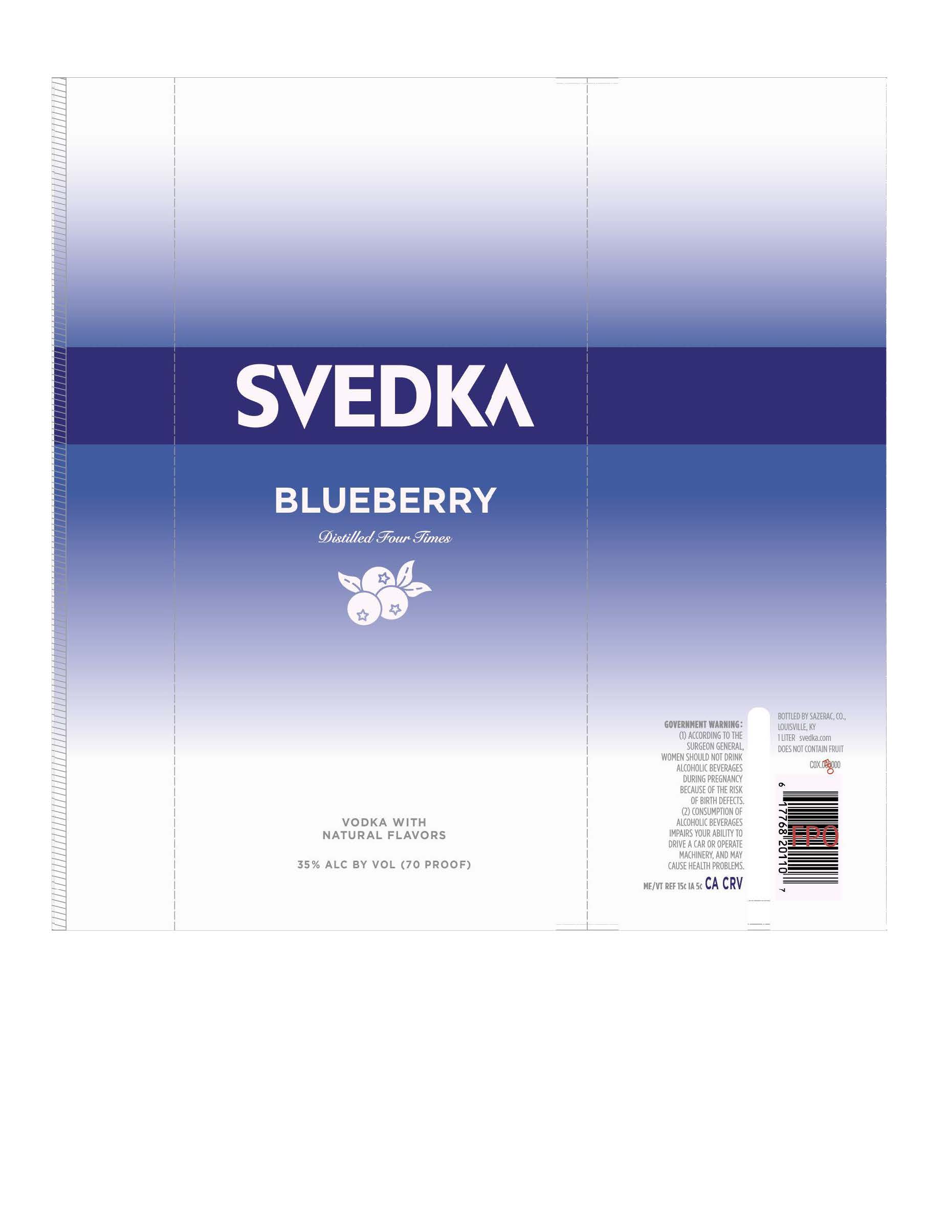 TABC label artwork for Svedka Blueberry 1L