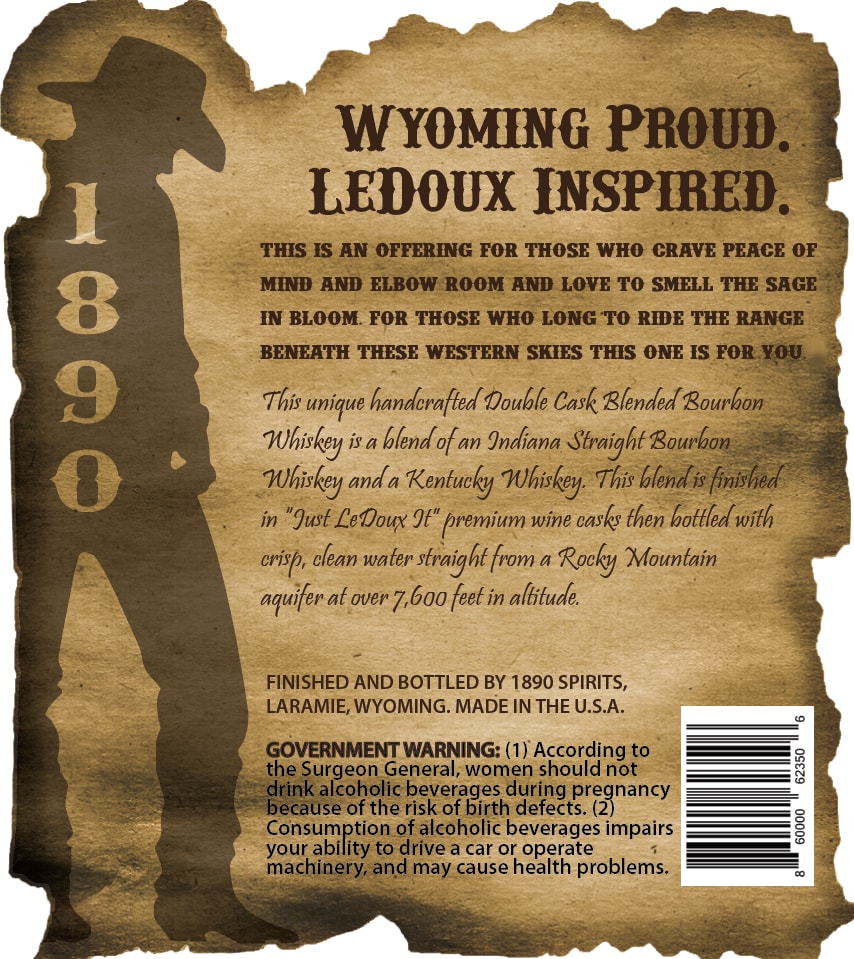 TABC label artwork for Just LeDoux It Double Cask Blended Bourbon Whiskey