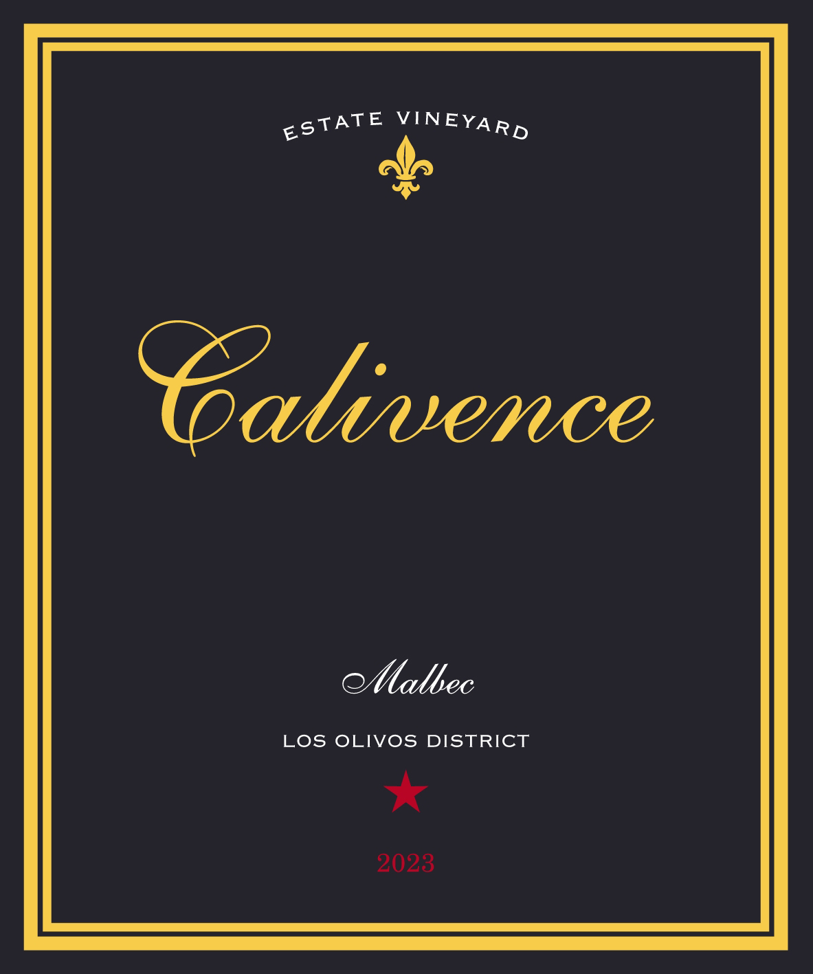 TABC label artwork for Calivence Malbec