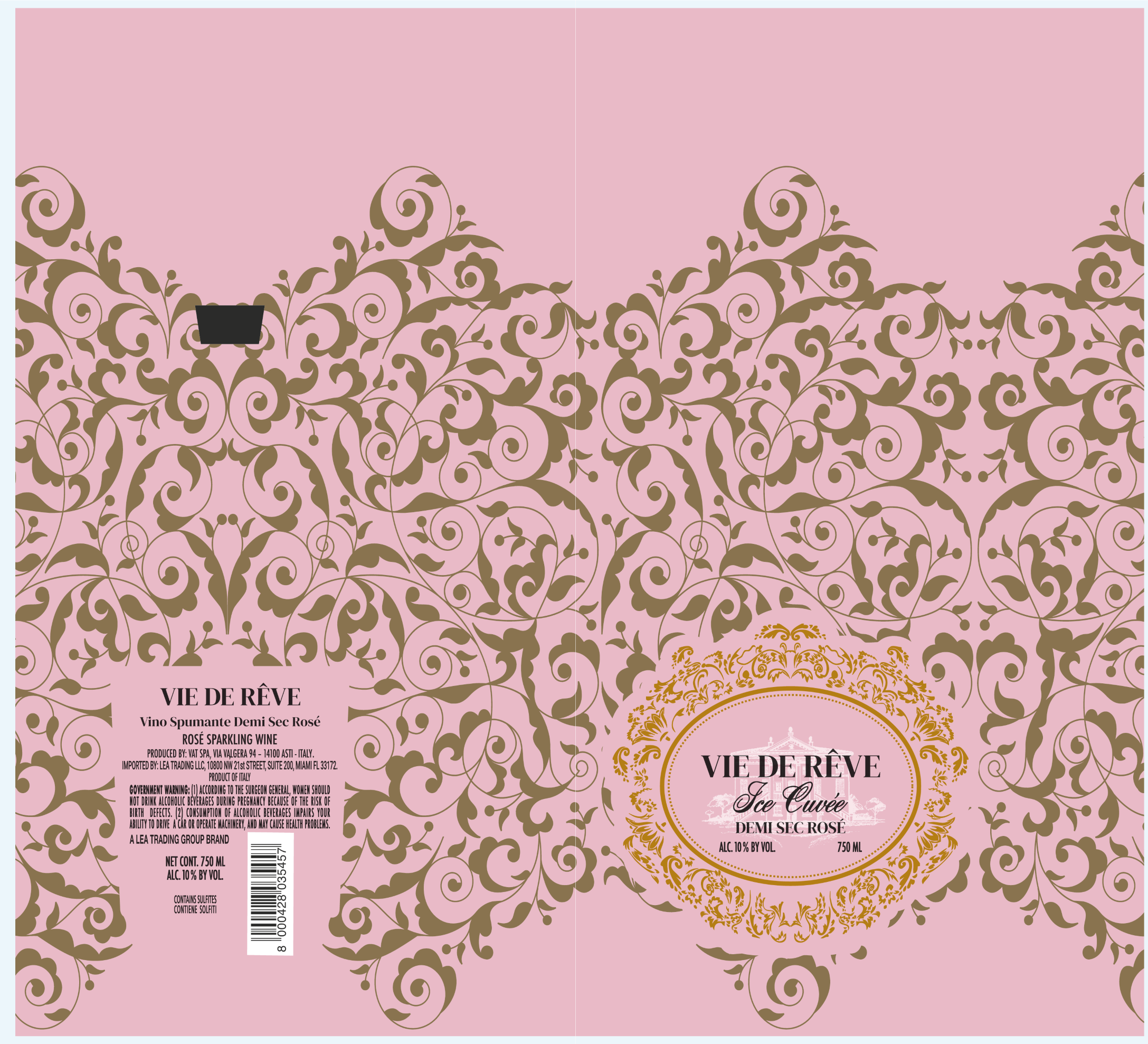 TABC label artwork for Vie De Reve Demi Dec Rose