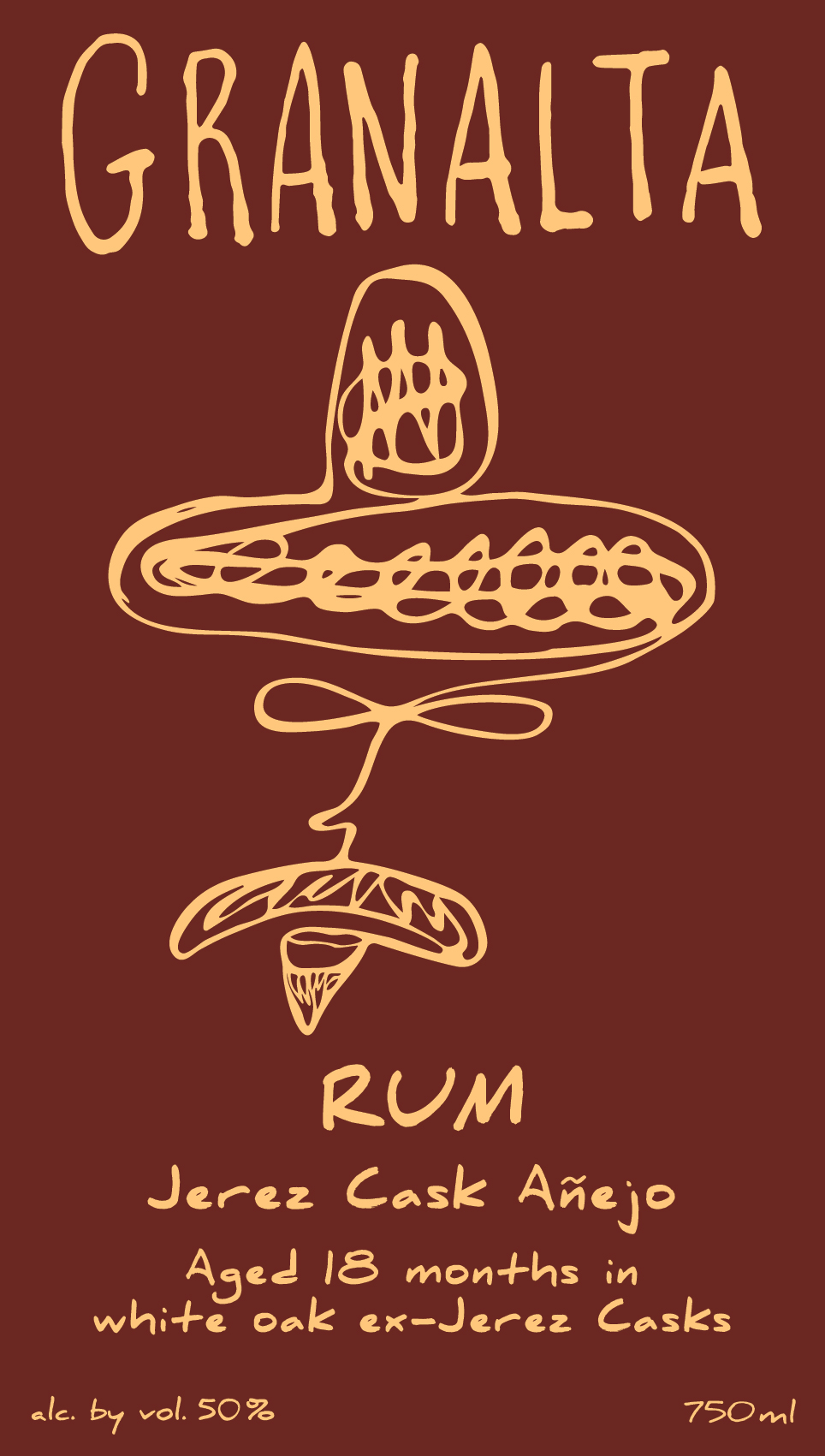 TABC label artwork for Rum Jerez Cask Añejo aged 18 years