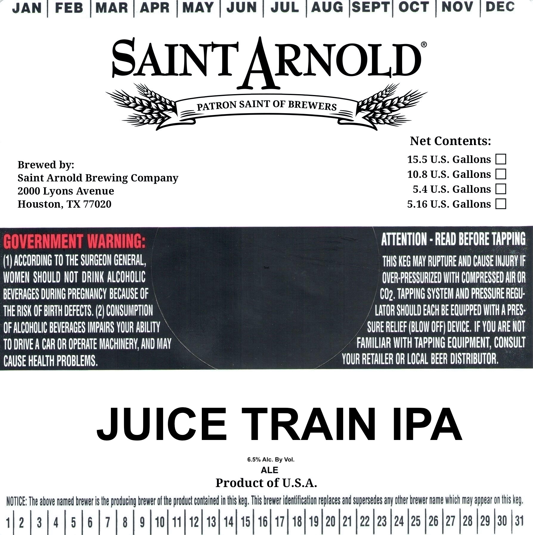 TABC label artwork for Juice Train IPA