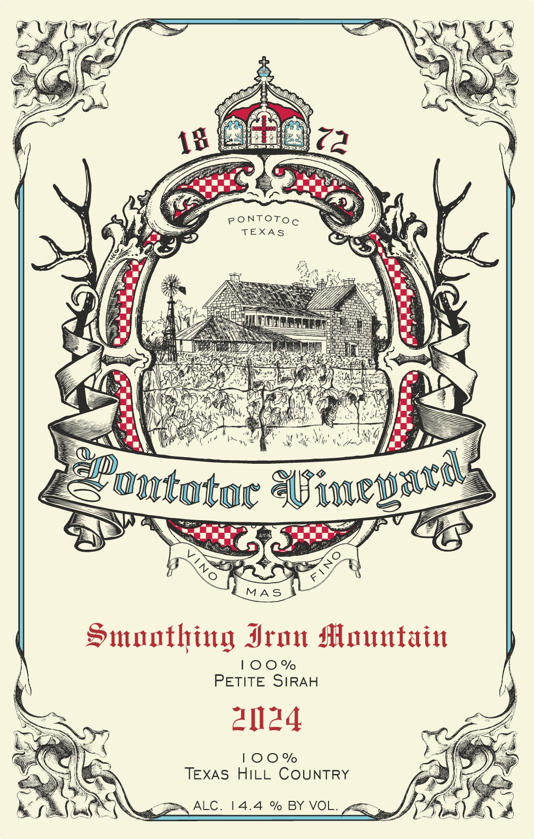 TABC label artwork for Pontotoc Vineyard Smoothing Iron Mountain