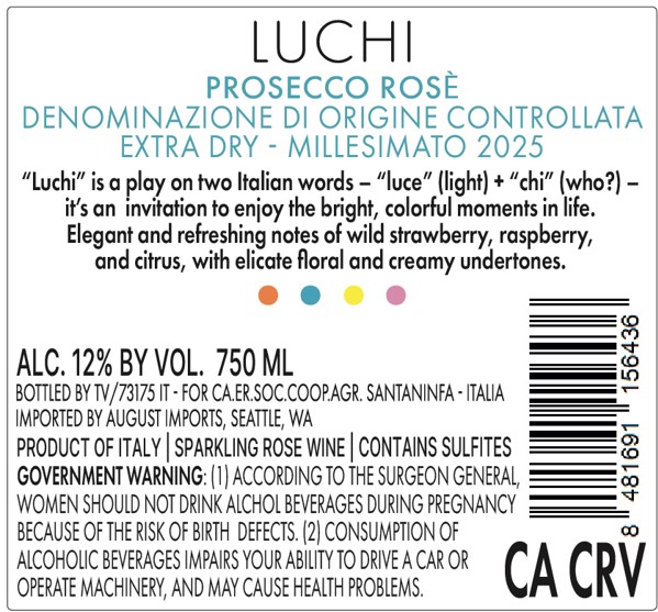 TABC label artwork for Luchi Prosecco Rose