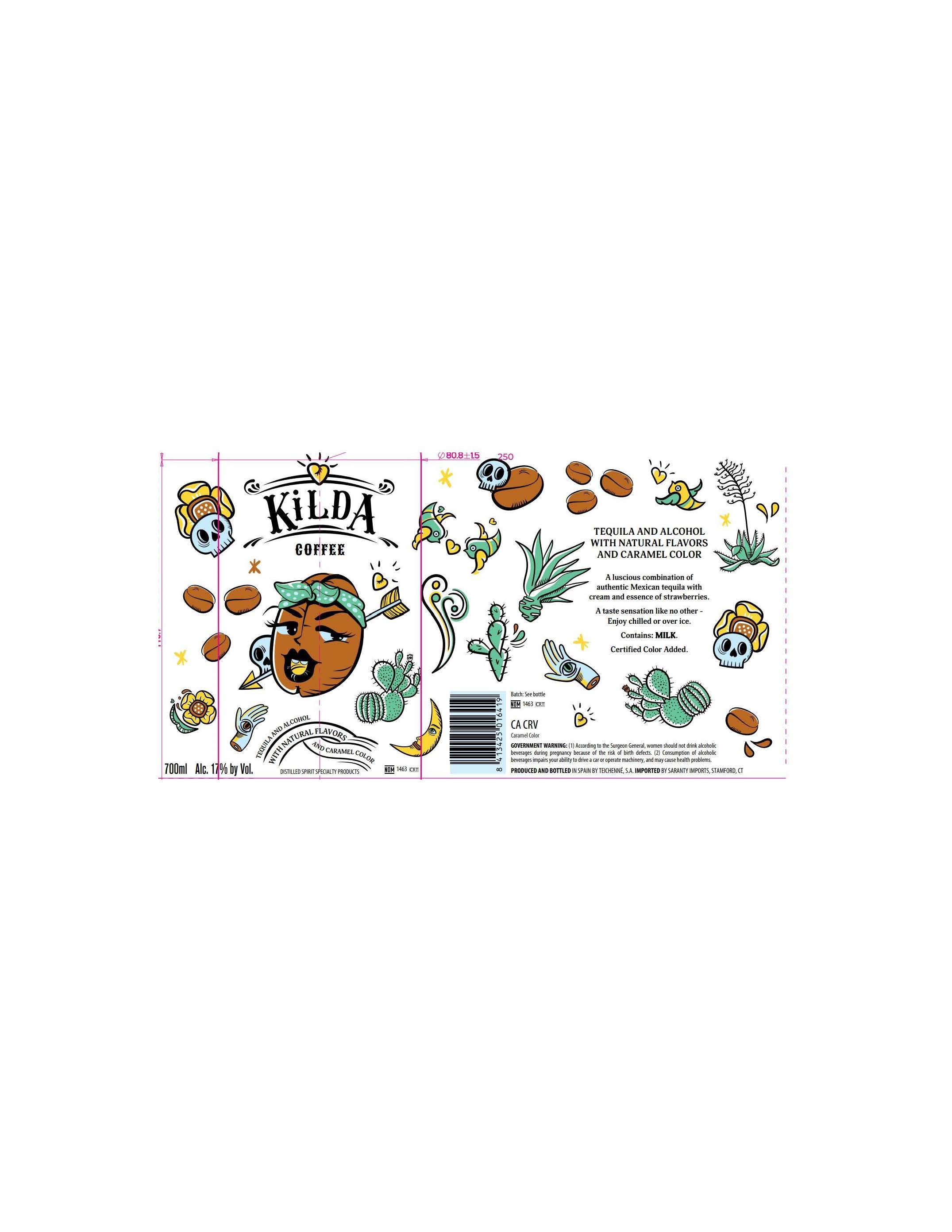 TABC label artwork for Kilda Coffee Cream with Tequila