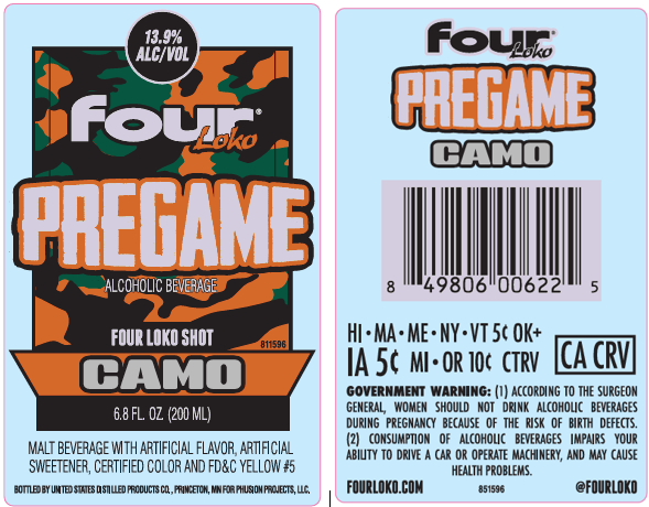 TABC label artwork for FOUR LOKO PREGAME - CAMO