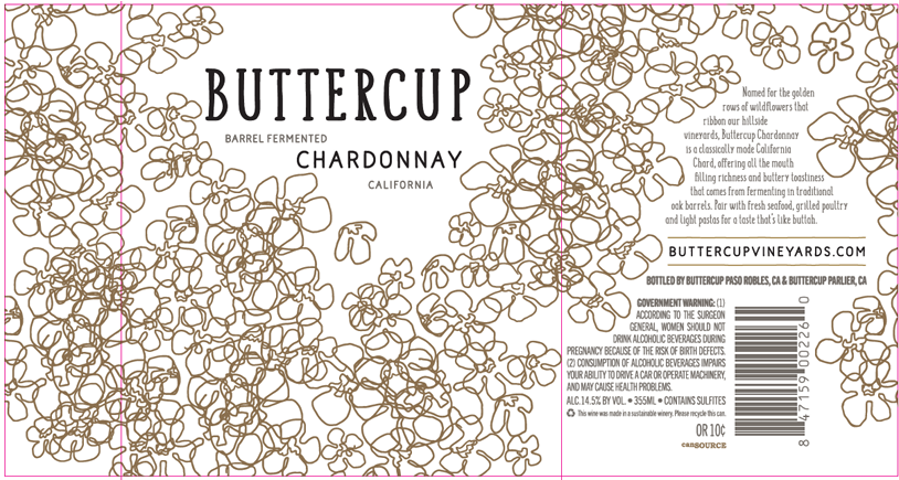 TABC label artwork for BUTTERCUP CHARDONNAY CALIFORNIA