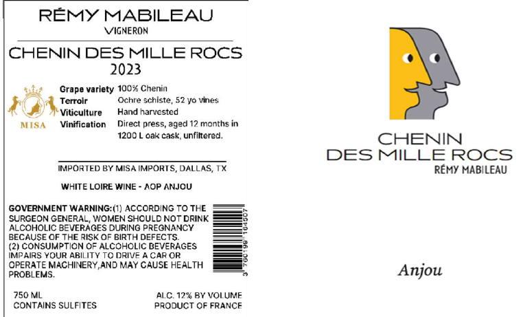 TABC label artwork for CHENIN DES MILLE ROCS REMY MABILEAU