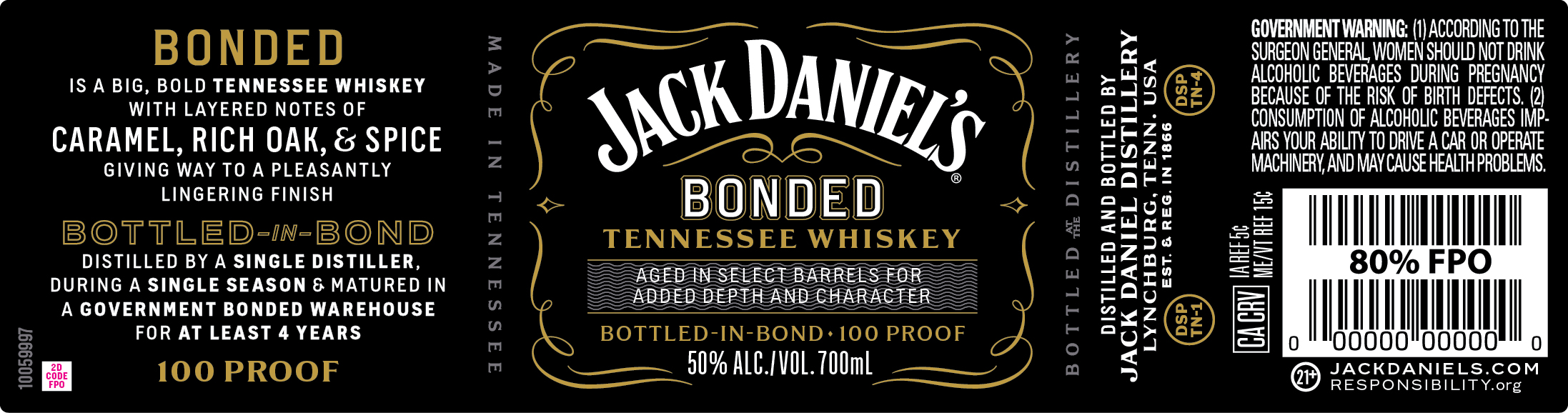 TABC label artwork for Jack Daniel’s Bonded