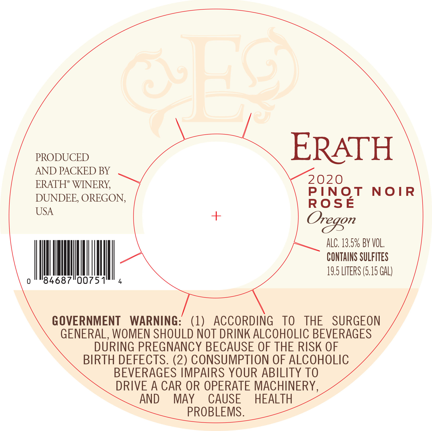 TABC label artwork for Erath Rose Pinot Noir Keg