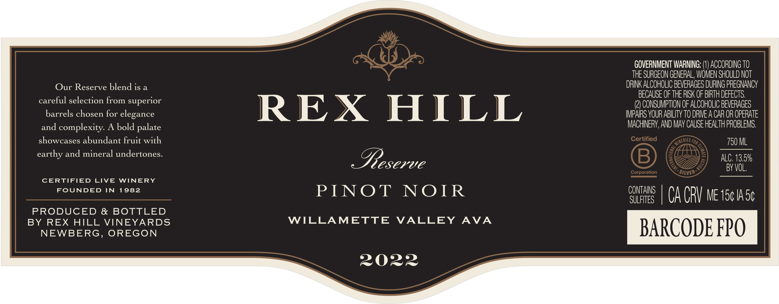 TABC label artwork for Rex Hill Pinot Noir Reserve