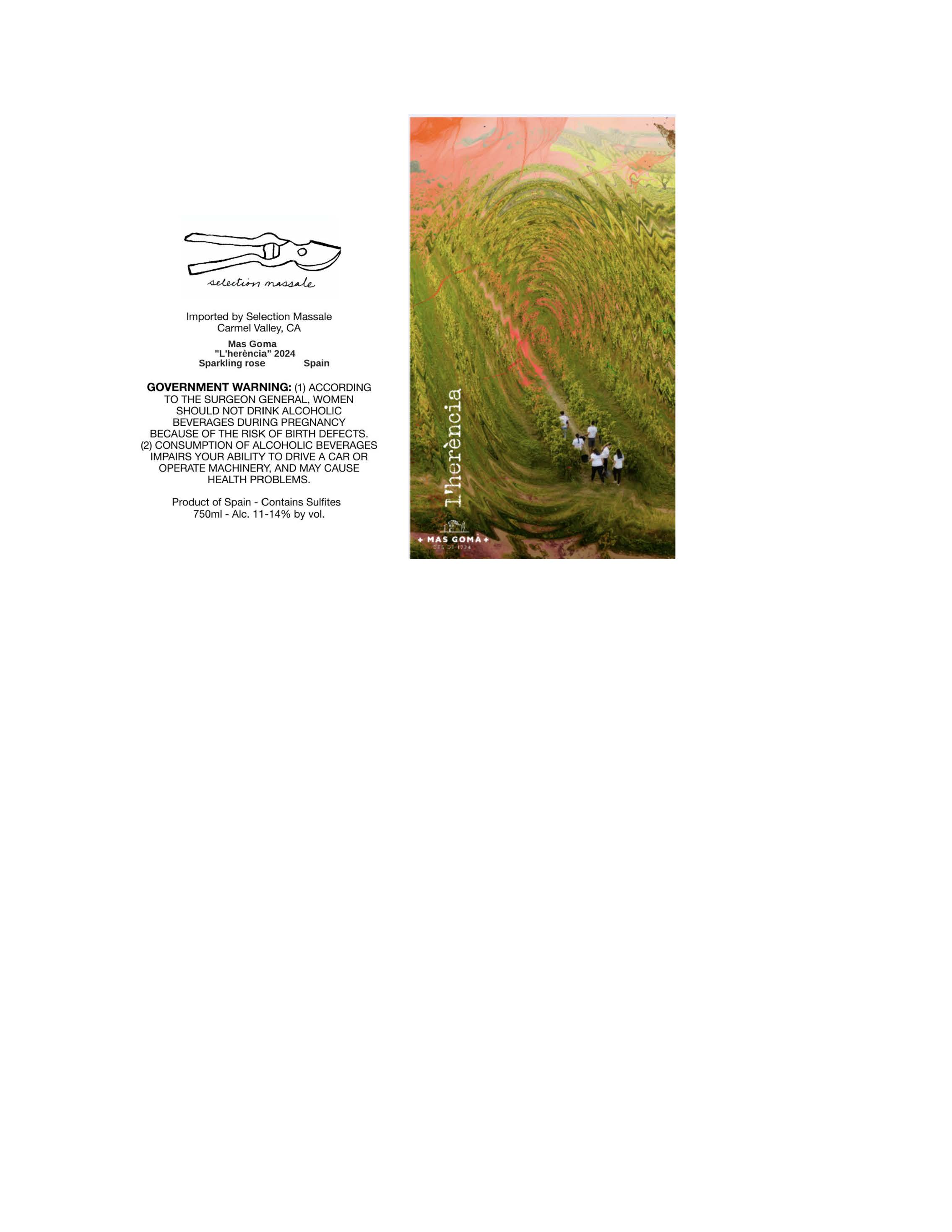 TABC label artwork for Mas Goma L'herencia 2024 Pet Nat Rose