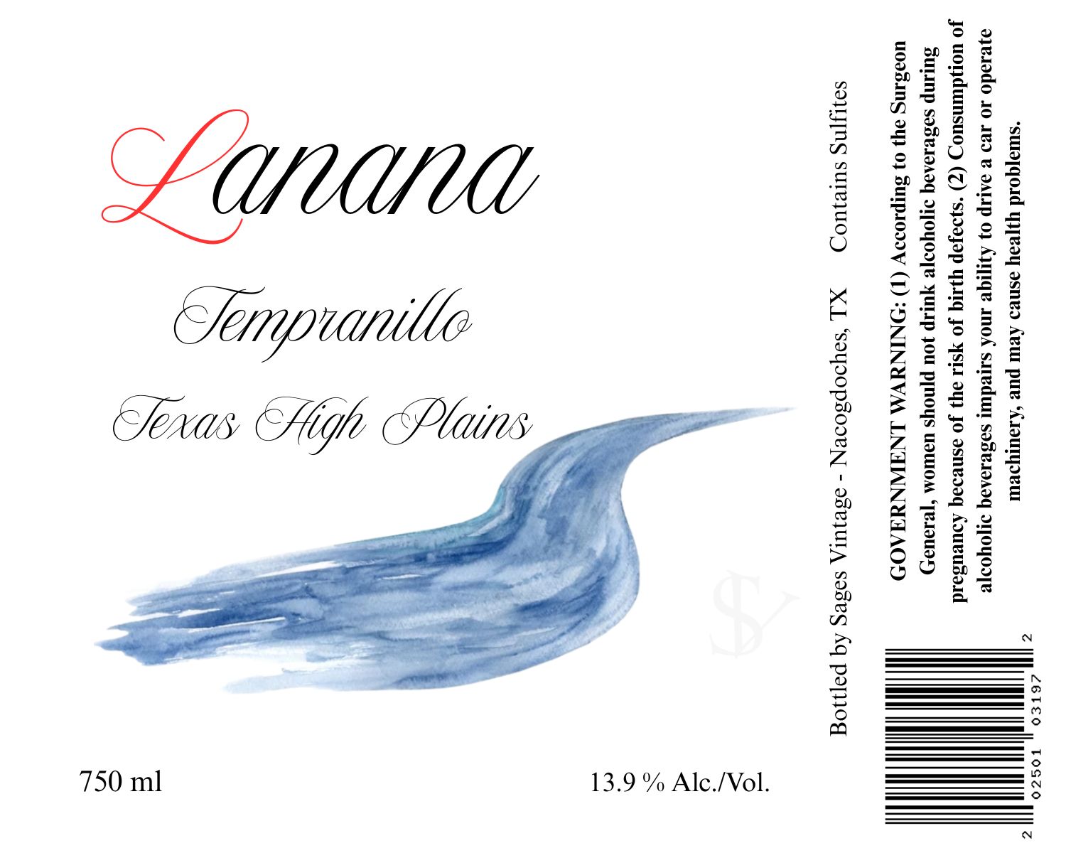 TABC label artwork for Lanana Tempranillo