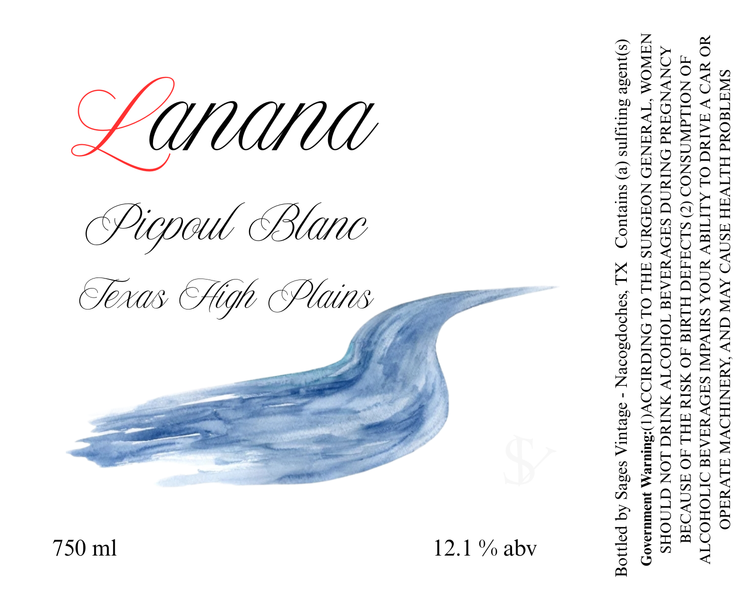 TABC label artwork for Lanana Picpoul Blanc